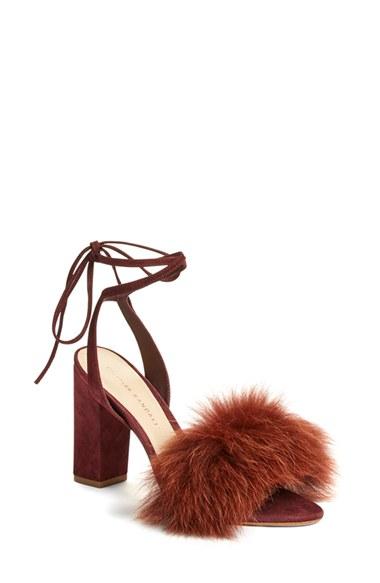 Women's Loeffler Randall 'nicolette' Genuine Fox Fur Trim Sandal