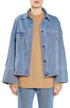 Women's Topshop Boutique Deep Cuff Denim Jacket Us (fits Like 0-2) - Blue