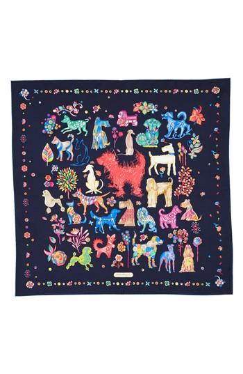 Women's Salvatore Ferragamo Year Of The Dog Silk Scarf, Size - Blue