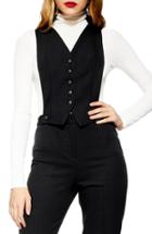 Women's Topshop 2-in-1 Waistcoat Jumpsuit Us (fits Like 0-2) - Black