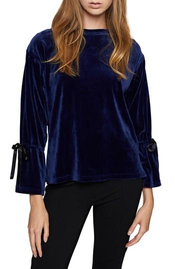 Women's Sanctuary Tierney Tie Sleeve Velour Top - Blue