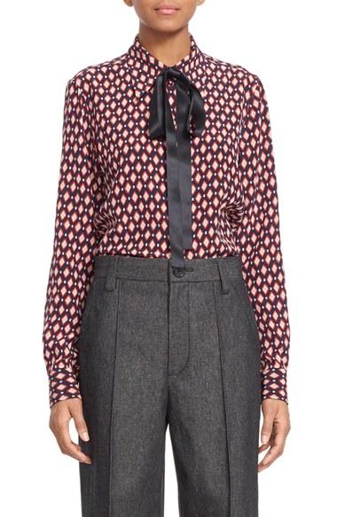 Women's Marc Jacobs Print Silk Tie Neck Blouse