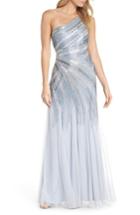 Women's Adrianna Papell Beaded One-shoulder Mermaid Gown - Blue