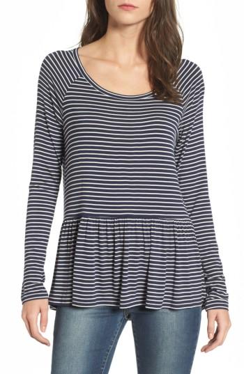 Women's Bp. Stripe Peplum Tee, Size - Blue