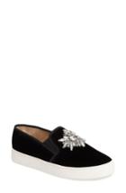 Women's Badgley Mischka Barre Crystal Embellished Slip-on Sneaker .5 M - Black