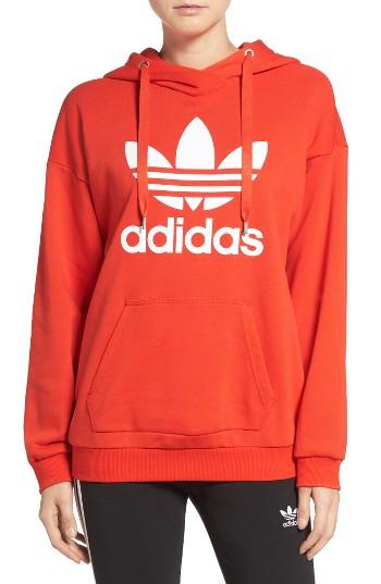 Women's Adidas Originals Trefoil Hoodie - Red