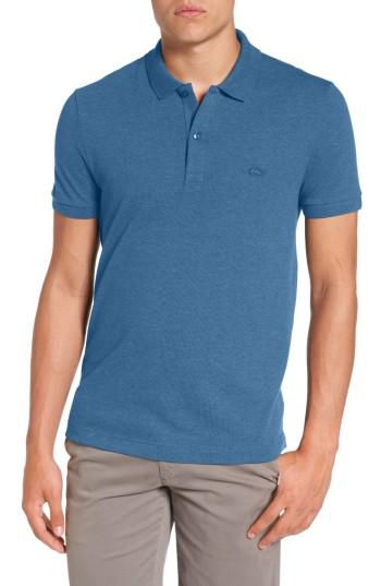 Men's Lacoste Pique Polo With Tonal Croc (4xl) - Blue