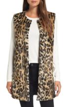 Women's Love Token Leopard Faux Fur Vest - None