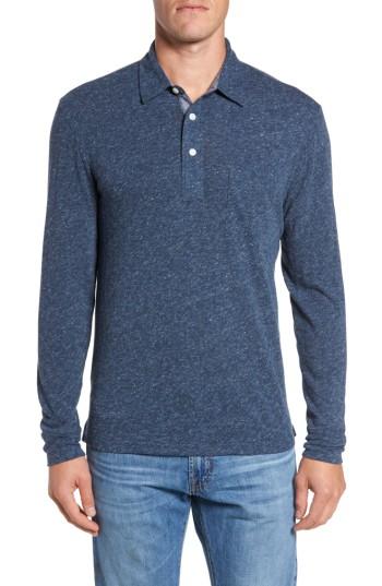 Men's Faherty Stripe Long Sleeve Polo, Size - Blue