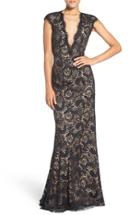 Women's Jovani Embellished Lace Gown - Black
