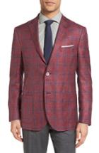 Men's Corneliani Classic Fit Plaid Wool Blend Sport Coat R Eu - Red