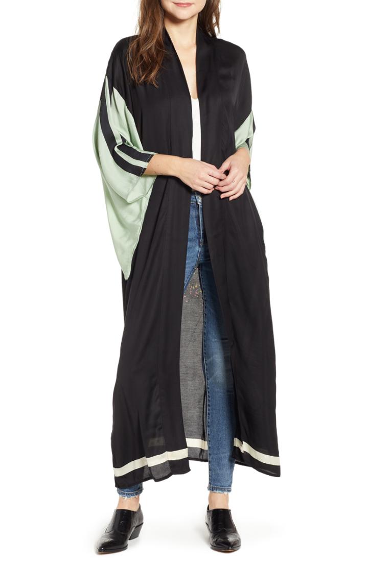 Women's Free People Rising Sun Kimono, Size - Black