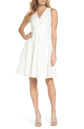 Women's Maggy London Floral Burnout Fit & Flare Dress - White