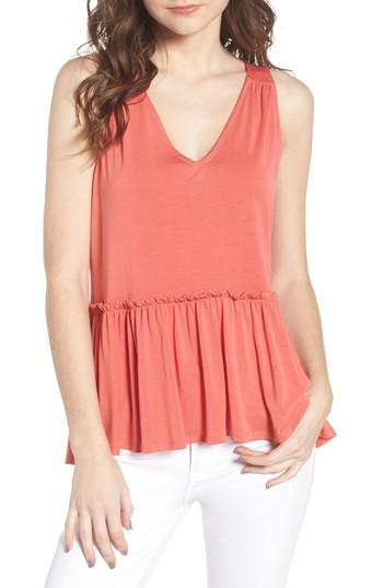 Women's Chelsea28 V-neck Peplum Tank, Size - Coral