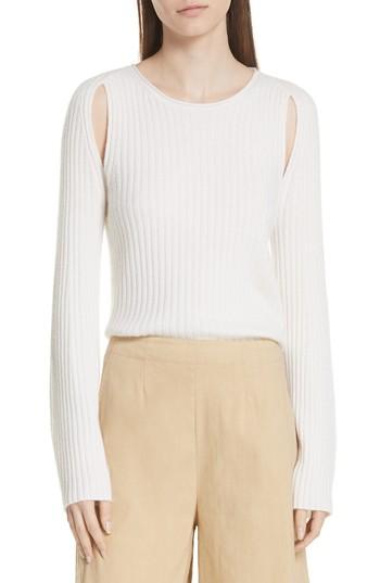 Women's Vince Shoulder Slit Cashmere Crewneck Sweater - Ivory