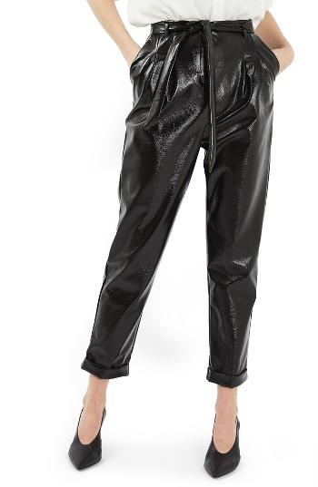 Women's Topshop Crackled Vinyl Peg Trousers