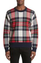 Men's Burberry Plaid Cashmere & Wool Sweater - White