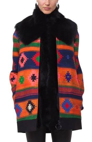 Women's Akris Punto Genuine Lamb Fur Scarf, Size - Black