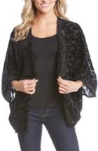 Women's Karen Kane Burnout Velvet Poncho Wrap - Black