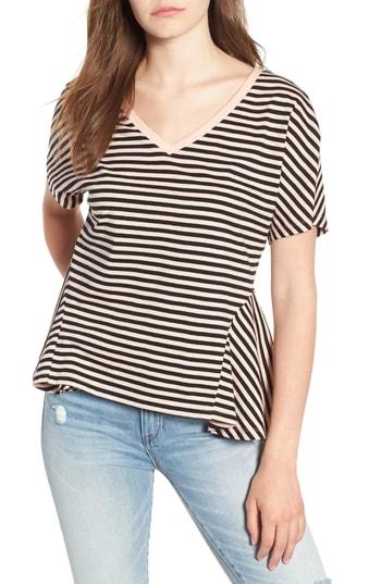 Women's Bp. Stripe Sharkbite Hem Tee, Size - Pink