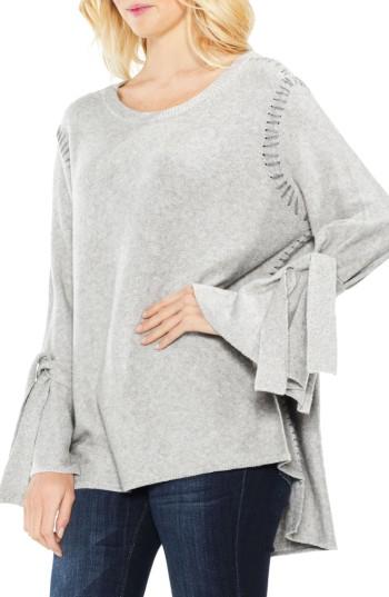 Women's Two By Vince Camuto Tie Sleeve Sweater, Size - Grey
