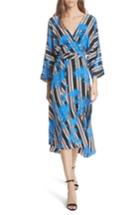 Women's Dvf Eloise Silk Wrap Midi Dress - Blue