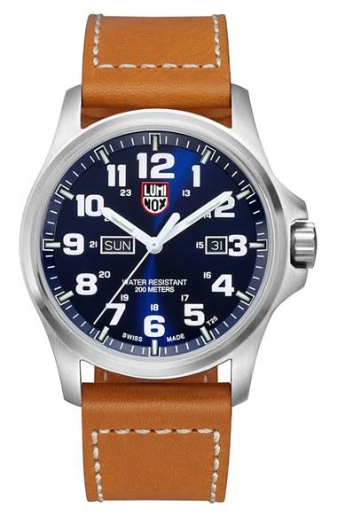 Men's Luminox 'atacama Field' Leather Strap Watch, 45mm