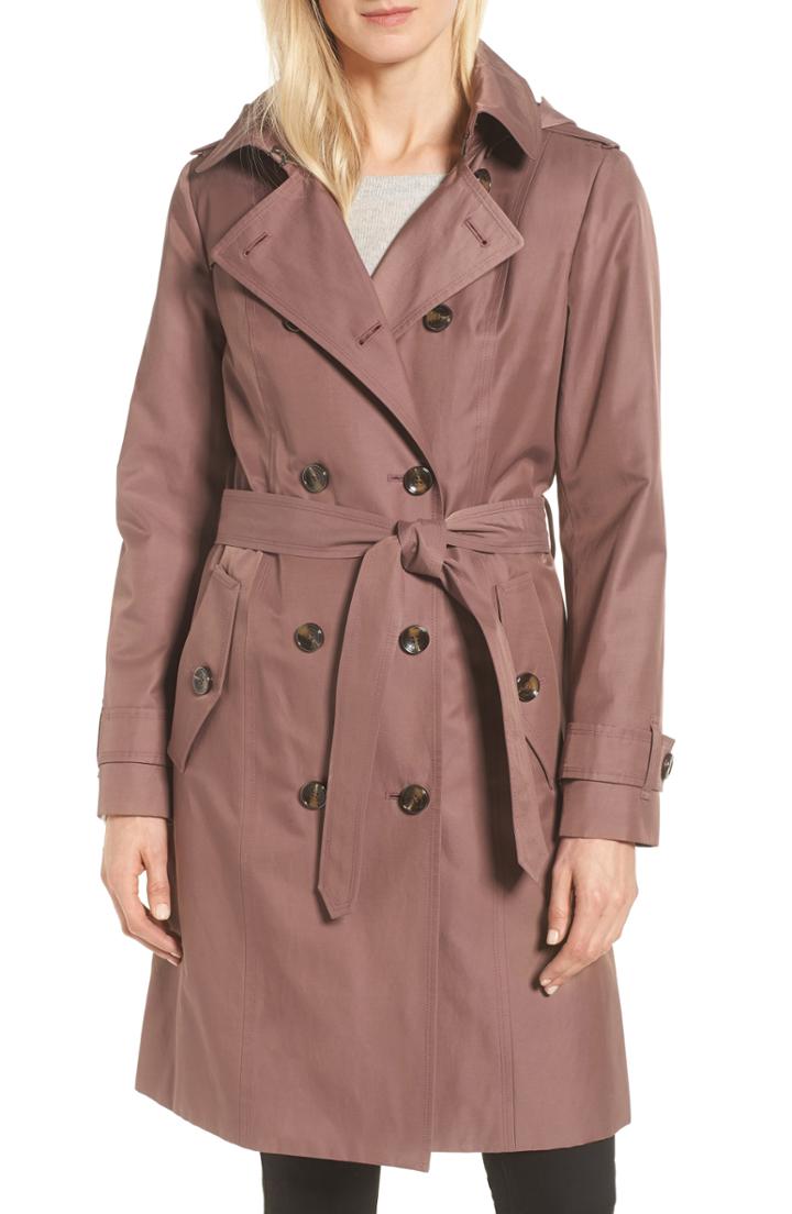 Petite Women's London Fog Knee Length Trench Coat P - Pink