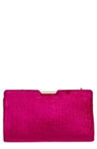 Milly Croc Embossed Velvet Frame Clutch - Purple