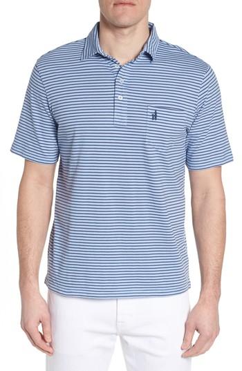 Men's Johnnie-o Macon Regular Fit Stripe Polo, Size - Blue