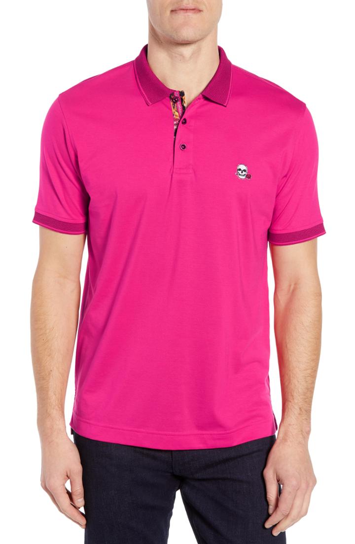 Men's Robert Graham Easton Classic Fit Skull Applique Polo - Purple