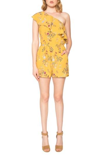 Women's Willow & Clay Ruffle One-shoulder Romper, Size - Yellow