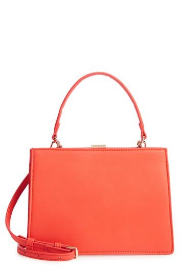Street Level Faux Leather Frame Handbag - Red