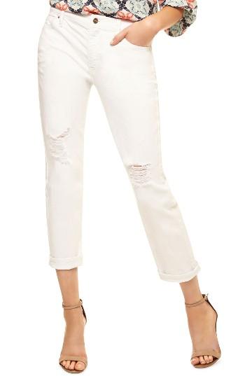 Women's Sanctuary Ripped Slim Boyfriend Jeans - White