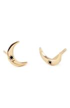 Women's Kris Nations Crescent Moon Stone Stud Earrings