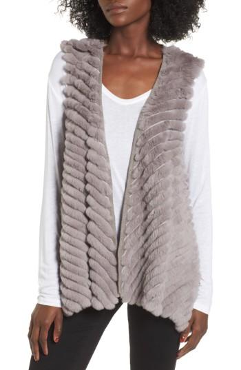 Women's Love Token Genuine Rabbit Fur Vest - Grey