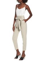 Women's Leith Tie Waist Crop Jumpsuit, Size - Beige