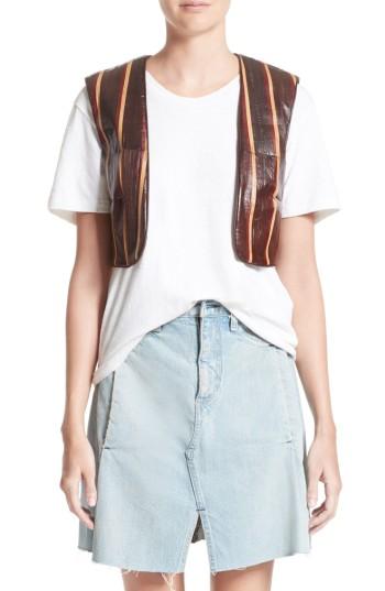 Women's Simon Miller Striped Genuine Eelskin Vest