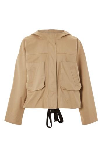 Women's Topshop By Boutique Cropped Parka Us (fits Like 0-2) - Beige