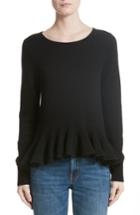 Women's Co Ruffle Peplum Wool Sweater - Black