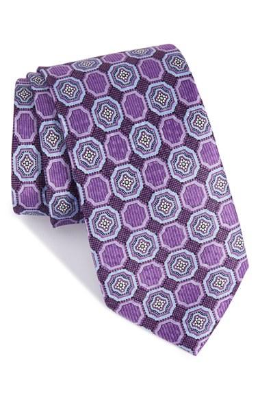 Men's Nordstrom Men's Shop Medallion Silk Tie, Size - Purple