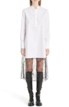 Women's Valentino Lace Hem Cotton Poplin Shirtdress - White