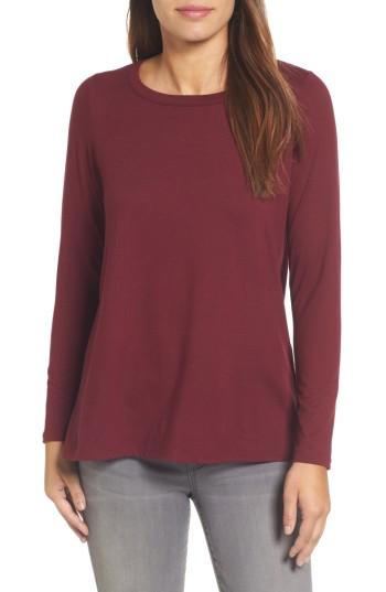Women's Bobeau High/low Bow Back Top - Burgundy