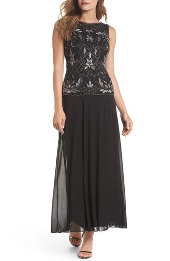 Women's Pisarro Nights Embellished Mock Two-piece Gown - Black