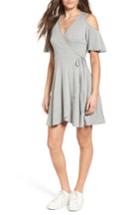 Women's Soprano Rib Knit Wrap Dress - Grey