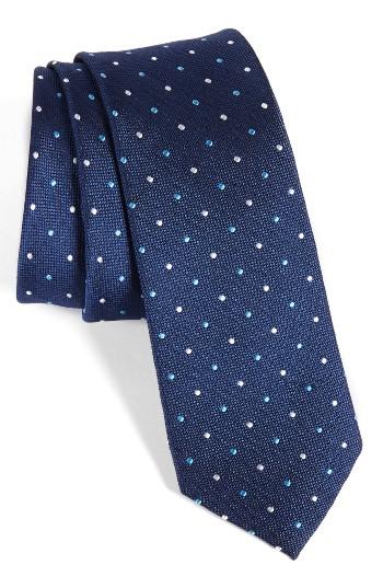 Men's Nordstrom Men's Shop Eden Dot Silk Skinny Tie, Size - Blue