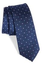 Men's Nordstrom Men's Shop Eden Dot Silk Skinny Tie, Size - Blue