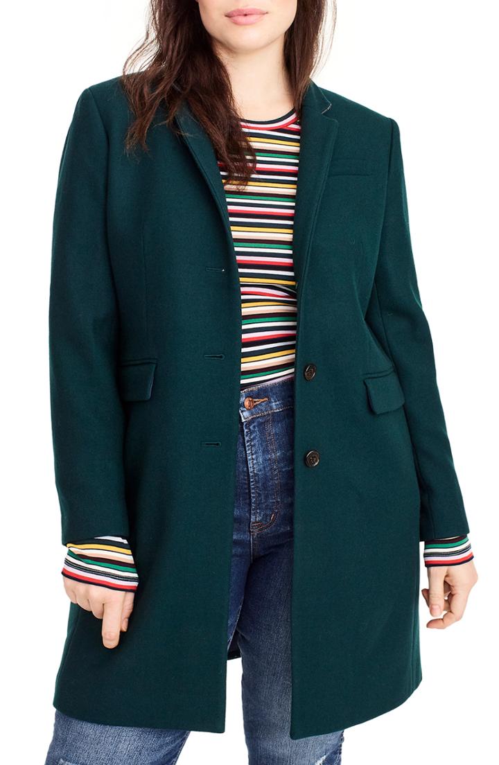 Women's J.crew Regent Topcoat (similar To 22w) - Green