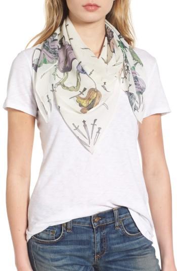 Women's Rag & Bone Floral Camo Dagger Silk Scarf, Size - White