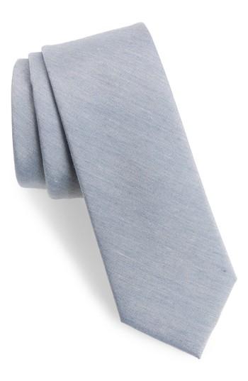 Men's Calibrate Marcus Solid Cotton Blend Tie, Size - Blue